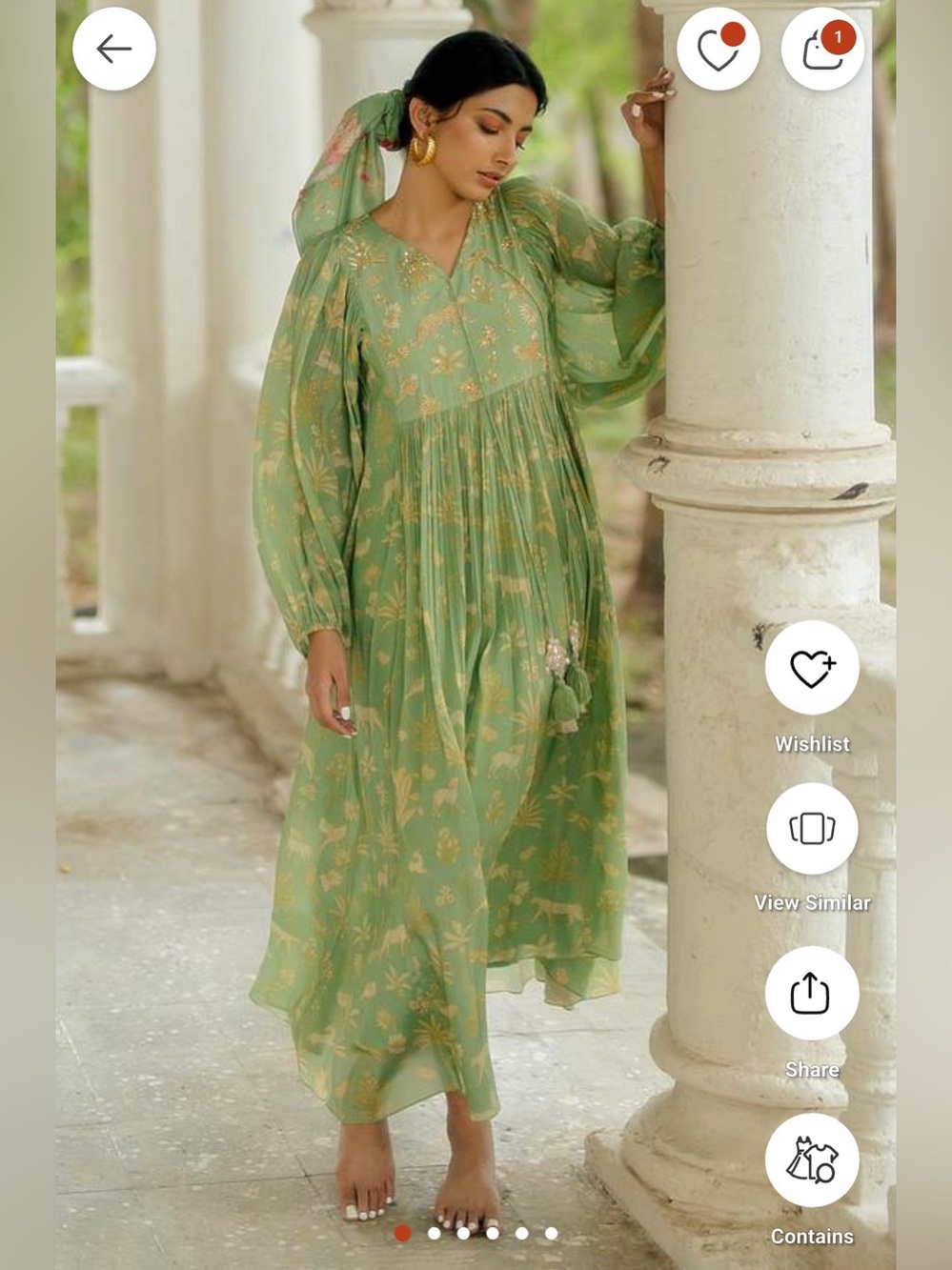 Paulmi and harsh Green Floral Maxi Dress with Tassel Tie NWT